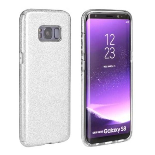 Gumiran ovitek z bleščicami srebrn za Samsung Galaxy A13 4G